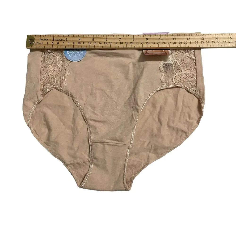 Bali Comfort Revolution Lace Desire Underwear Panty Size M/6 Hi Cut DFCD62 Tan